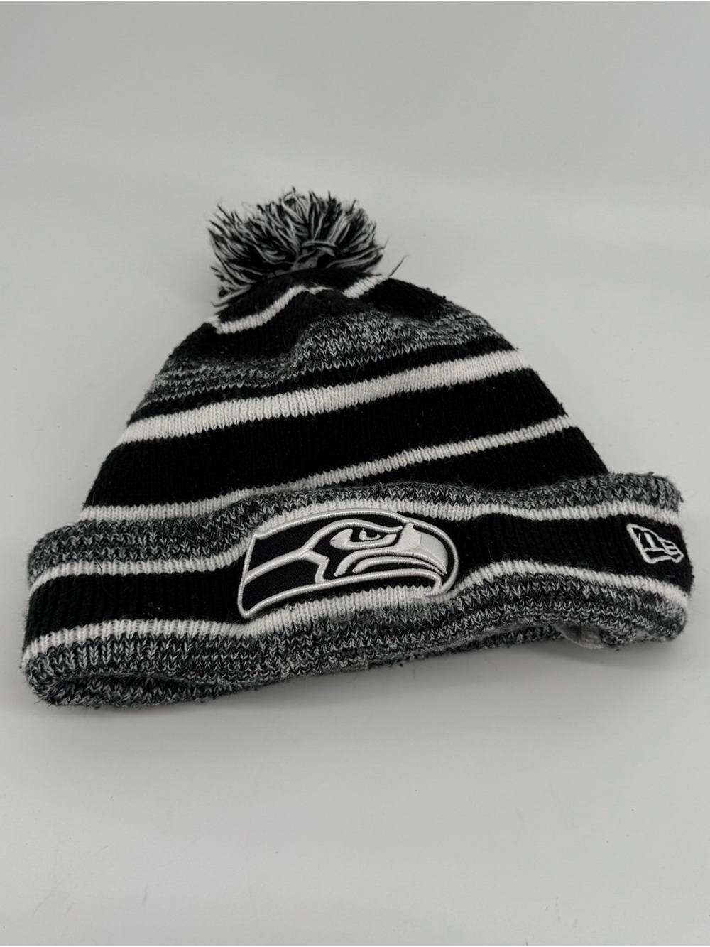 NFL Seattle Seahawks Black White Knit Pom Beanie